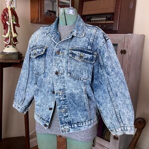 Vintage 90s Grunge Acid Wash Denim Jacket Oversized Snow Wash Unisex